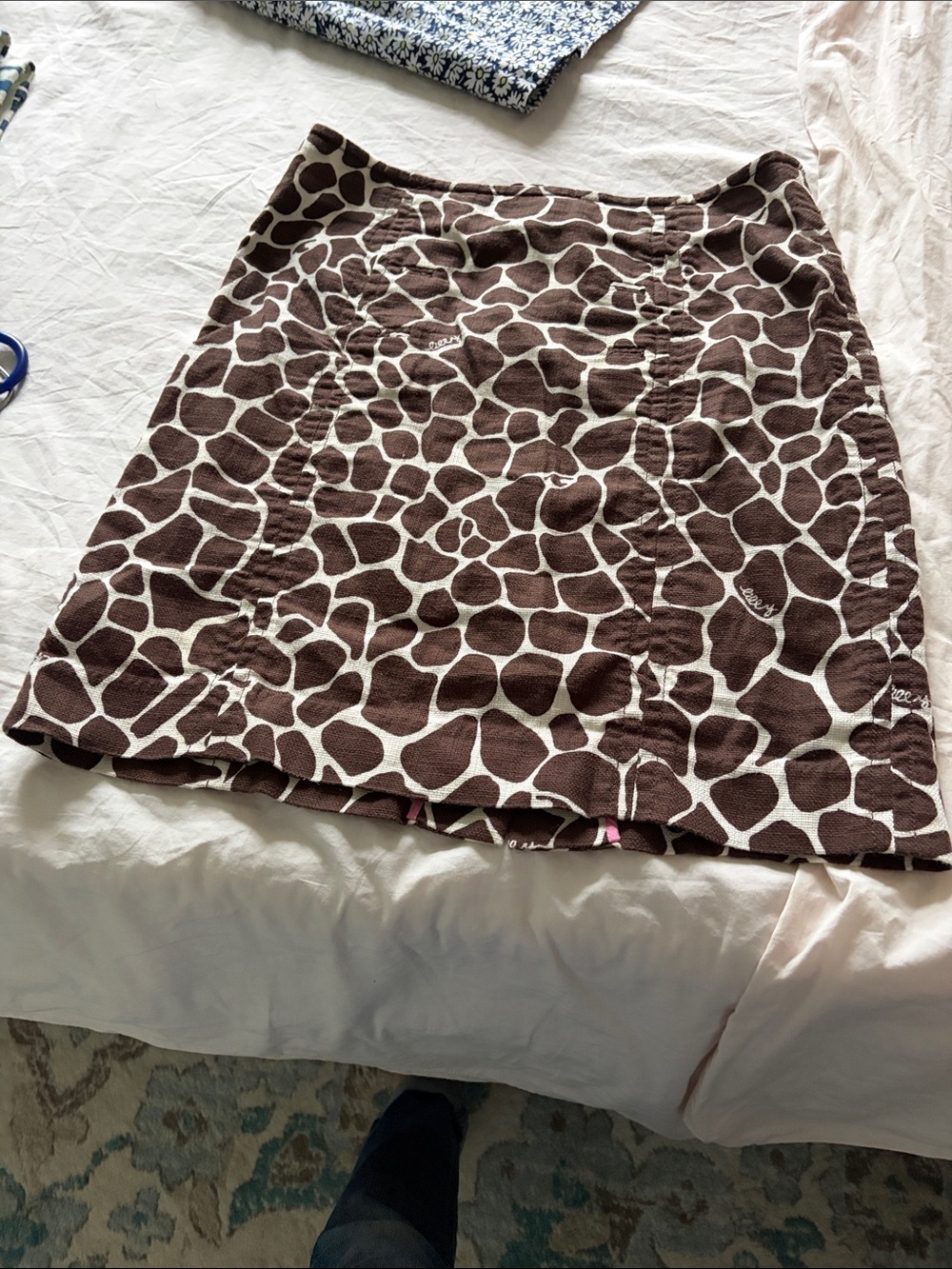Lilly Pulitzer Brown and Cream Giraffe-Print Mini Skirt